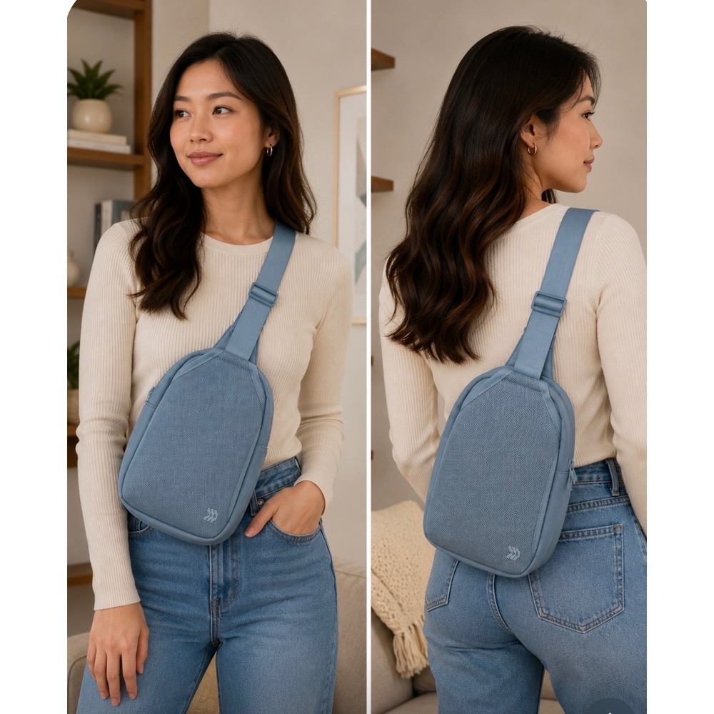 All in Motion | Sling Crossbody Bag - Dusty Blue Hidden Pocket purse sporty